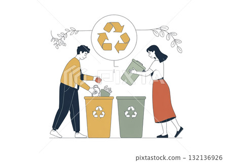 Family sorting trash Family sorting trash 132136926