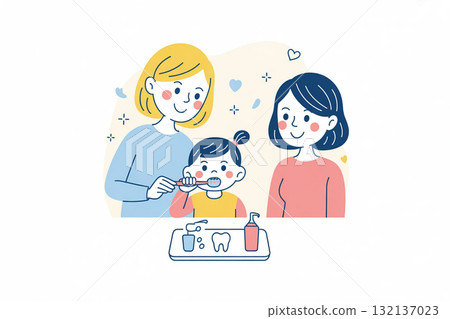 Tooth brushing instruction (educational scene) Tooth brushing instruction (educational scene) 132137023