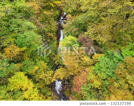 Aerial view of Sankai Falls in autumn 132137199