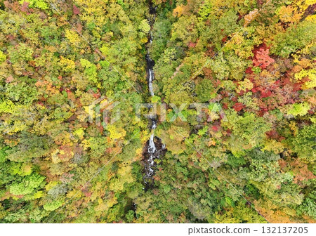 Aerial view of Sankai Falls in autumn 132137205
