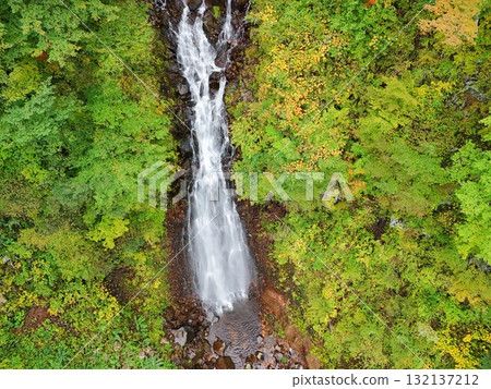 Aerial view of Sankai Falls in autumn 132137212