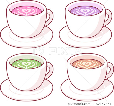 Pink, purple, matcha latte cups set Pink, purple, matcha latte cups set 132137464