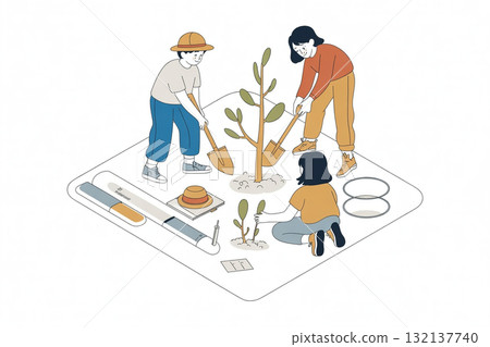 Children engaged in environmental education Children engaged in environmental education 132137740