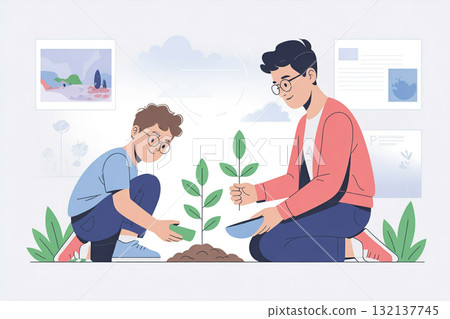Children engaged in environmental education 132137745