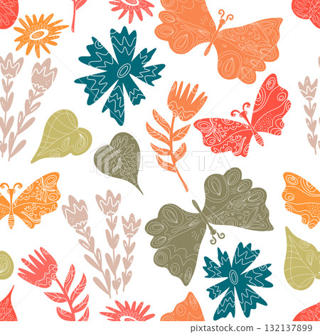 autumn seamless pattern with leaves 132137899
