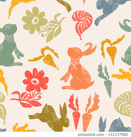 seamless pattern with fish, corals and waves 132137900