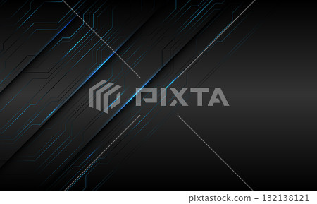 Abstract black line blue light power cyber on grey metallic design modern futuristic technology background vector 132138121