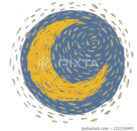 Starry night element impressionism style painting illustration gold illumination night Starry night element impressionism style painting illustration gold illumination night 132138445