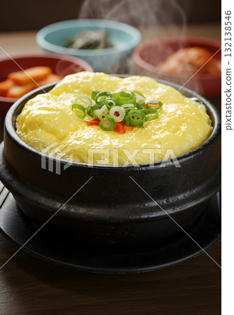 Korean Steamed Egg (Gyeran-jjim) in Hot Stone Pot with Scallion 132138546