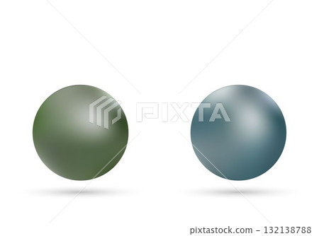 Two matte pearls: olive green and grey-blue on a white background. Eps 10 Two matte pearls: olive green and grey-blue on a white background. Eps 10 132138788