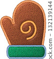 Cozy christmas embroidery stitch patch of warm mitten. This festive design perfect for holiday winter craft 132139144