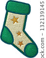 Joyful Christmas stocking embroidery patch with handmade stitch. festive craft decoration for holiday celebration 132139145
