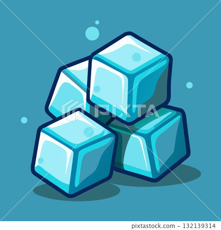Ice cubes image. Cartoon vector illustration 132139314