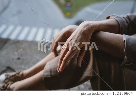 Relaxed Moment Overlooking City Street Relaxed Moment Overlooking City Street 132139664