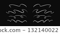 Chalk or crayon hand drawn flourish set. Vector stock illustration isolated on black background for design template post, invitation, wedding, valentine day or Birthday decoration.  132140022