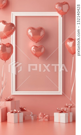 Decorative Heart Balloons and Gifts Create a Festive Atmosphere for Celebration 132140428