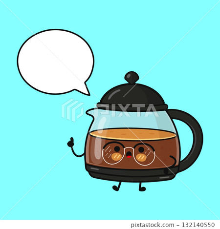 Coffee pot character talking with speech bubble Coffee pot character talking with speech bubble 132140550