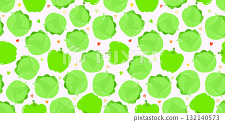 Green cabbage and bell pepper vegetables pattern 132140573