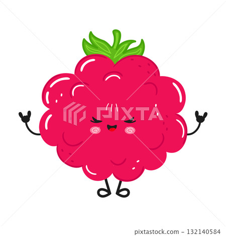 Cute rock and roll raspberry fruit character 132140584