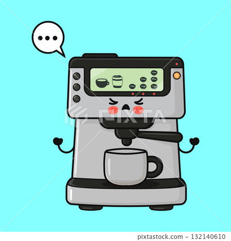 Angry coffee machine needing service illustration 132140610