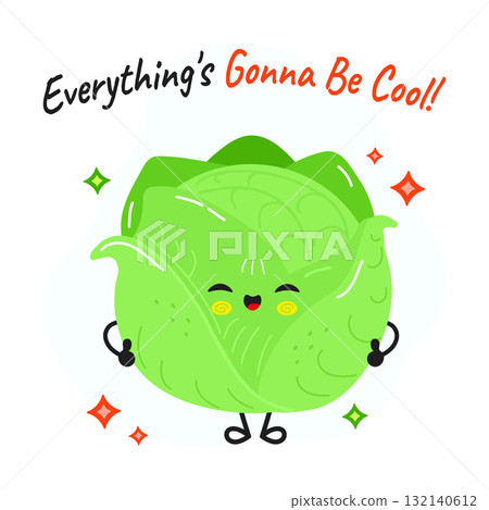 Cute cartoon cabbage character saying everything s gonna be cool 132140612