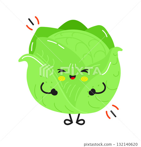 Cute happy smiling cabbage character vector Cute happy smiling cabbage character vector 132140620