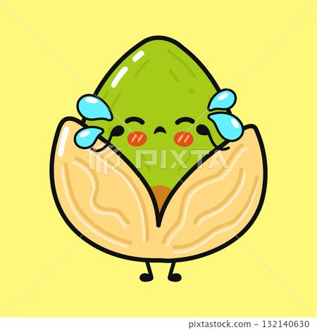 Crying pistachio character feeling sad and tearful 132140630