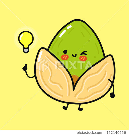 Pistachio nut character having a creative idea Pistachio nut character having a creative idea 132140636