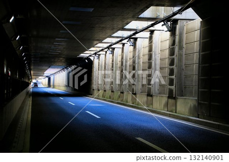 A road underpass that exudes a futuristic atmosphere A road underpass that exudes a futuristic atmosphere 132140901