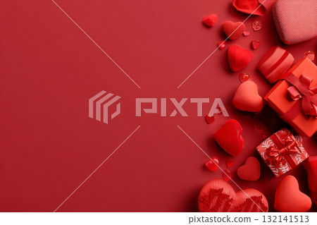 Heart-shaped Decorations and Gifts Create a Festive Atmosphere for Celebration 132141513