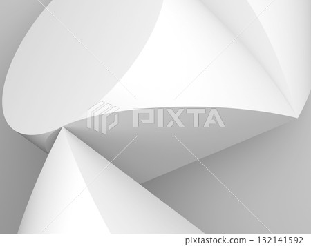 A clean, abstract composition of white geometric forms and soft shadows 132141592