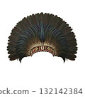 Traditional native american feathered headdress with an intricate beaded headband isolated on white 132142384