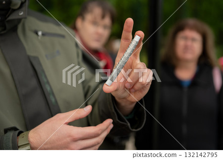 Bird ringing equipment with metal identification bands. 132142795