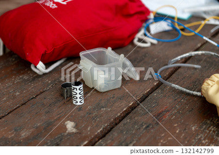 Bird ringing equipment with metal identification bands. 132142799