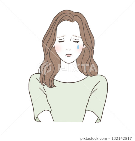 悲傷的女人哭泣的插圖 132142817