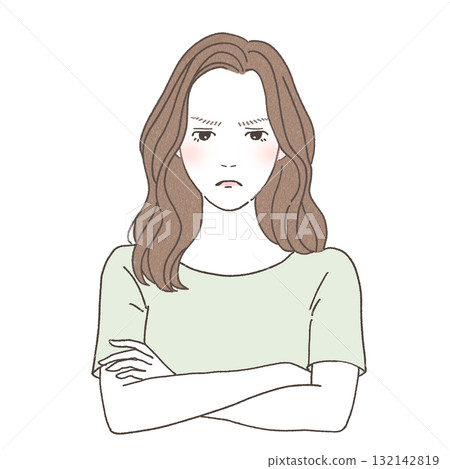 雙臂交叉生氣的女人的插圖 雙臂交叉生氣的女人的插圖 132142819