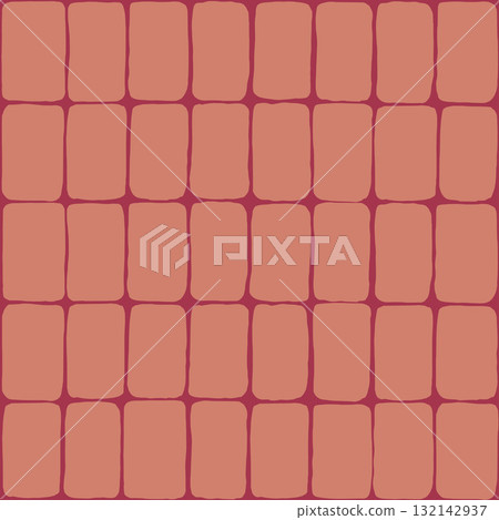Vector seamless pattern with pink checkered tiles. Hand painted illustration for design, print, fabric or background. Vector seamless pattern with pink checkered tiles. Hand painted illustration for design, print, fabric or background. 132142937