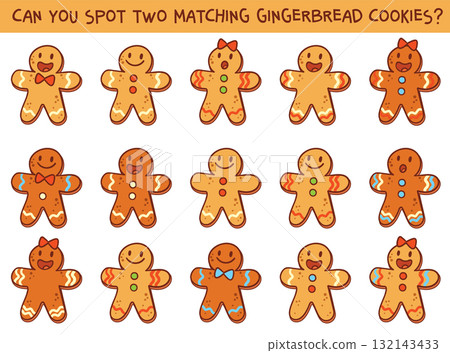 Find two identical cookies among many. Fun Christmas activity for kids 132143433