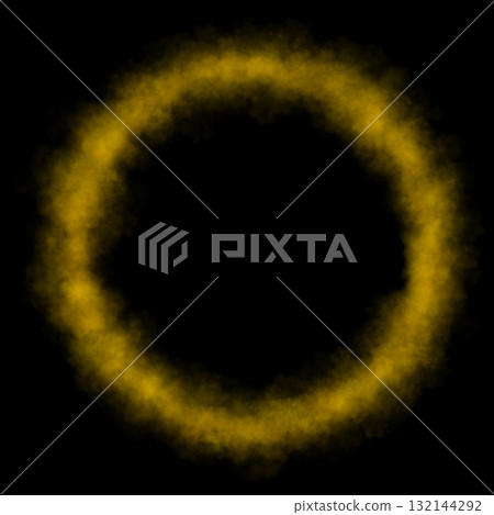 Radiant orange smoke ring with transparent background, glowing with fiery mist and vibrant haze in circular motion. Perfect for dynamic abstract visuals, energy effects or sci fi designs 132144292