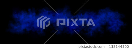 Blue mist wave with smoky texture on transparent background blending softly in abstract horizontal pattern 132144300