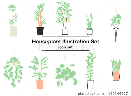 Stock Illustration: Houseplant vector icon set 132144517