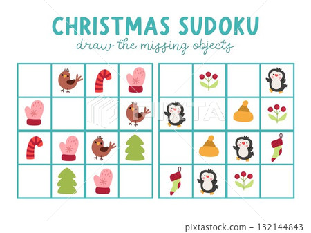 Vector Christmas sudoku puzzle for kids with... - Stock Illustration ...