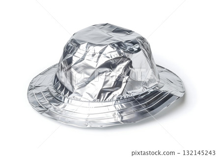 foil Panama hat on white background 132145243