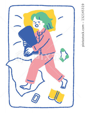 Woman sleeping with a pillow Woman sleeping with a pillow 132145319