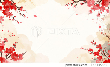 梅花日式框架背景 132145352