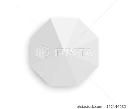 White tent top view. Beach umbrella in octagon shape. Street cafe sun shade. Kiosk canopy mockup isolated on white background. Sun protection equipment. Vector realistic illustration White tent top view. Beach umbrella in octagon shape. Street cafe sun shade. Kiosk canopy mockup isolated on white background. Sun protection equipment. Vector realistic illustration 132146083