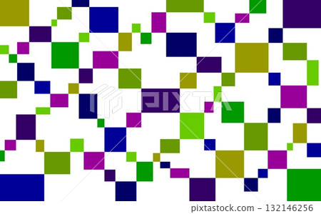 幾何圖案、正方形、海軍藍、綠色、紫色、白色背景 132146256
