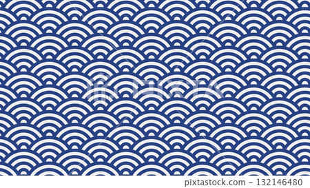 Navy blue background material with Seigaiha pattern - Vector Navy blue background material with Seigaiha pattern - Vector 132146480