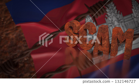 The Scam and Cambodia flag for Background 3d Rendering. The Scam and Cambodia flag for Background 3d Rendering. 132146727