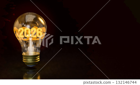 The  2026 in light bulb for Business concept 3d Rendering. 132146744